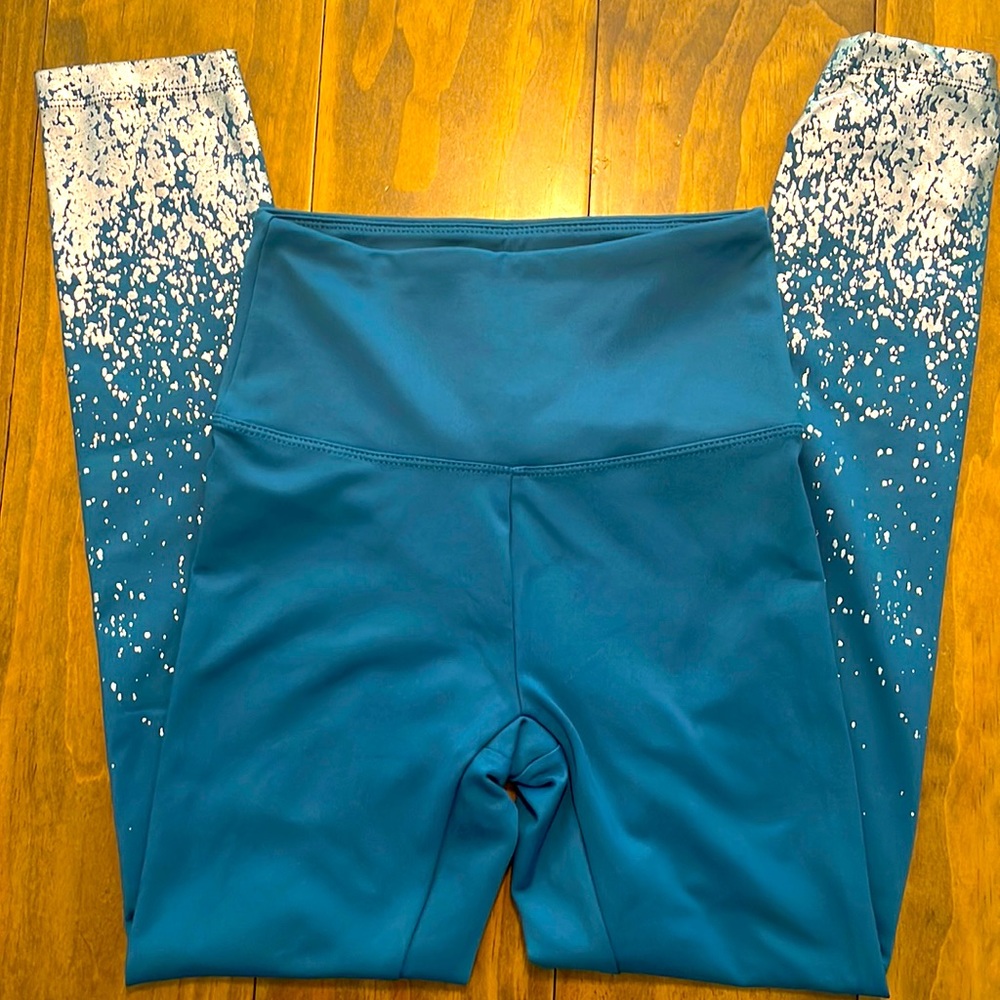 Blue and silver leggings